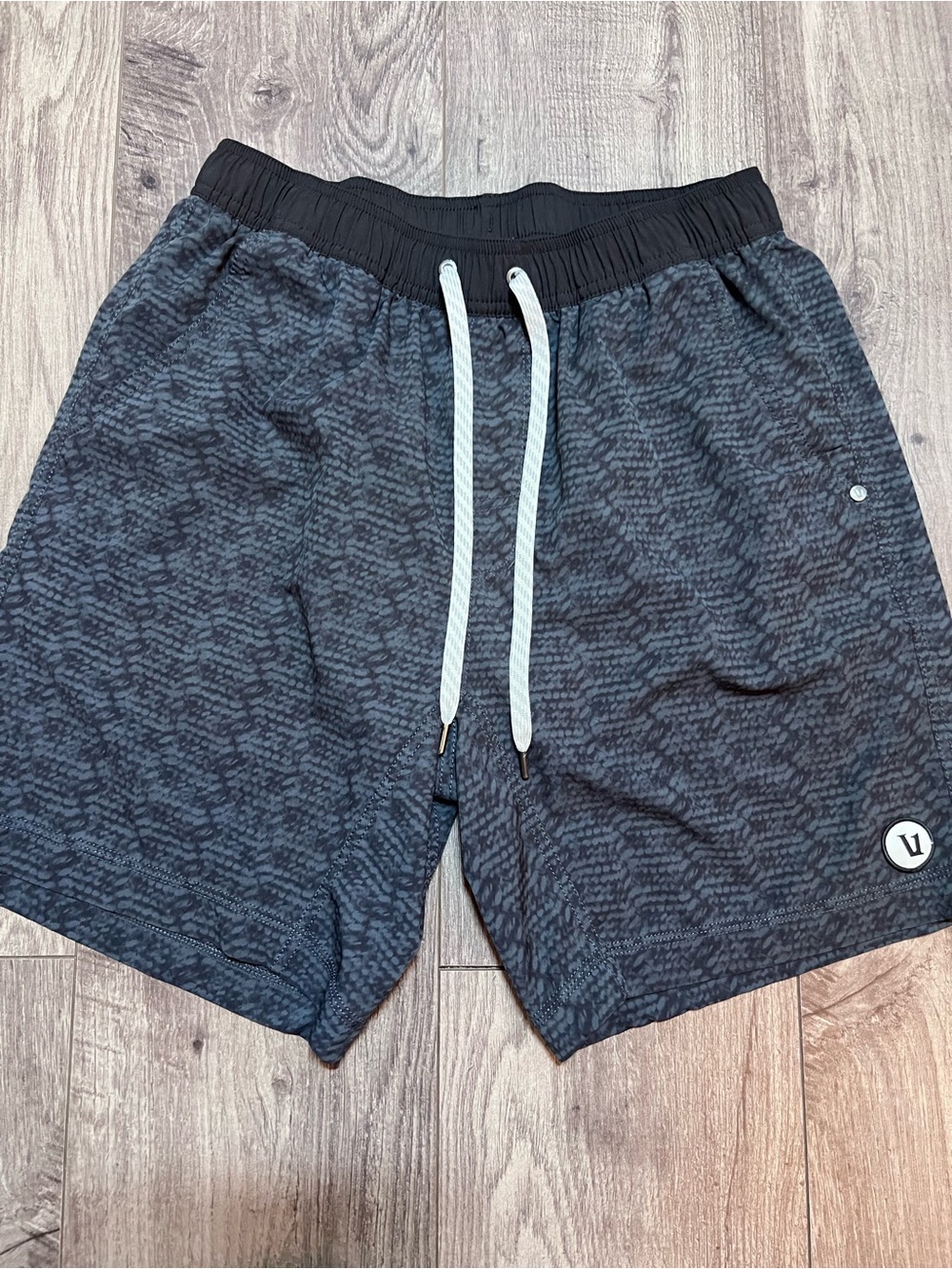 Vuori Black & Charcoal Patterned Men’s Athletic Shorts